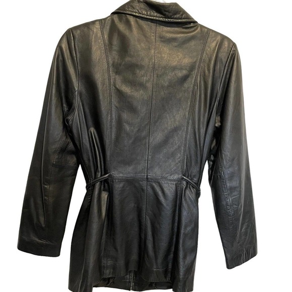 JLC New York  Leather Jacket FULL ZIP UP Size S Black Soft Pockets - Picture 4 of 15